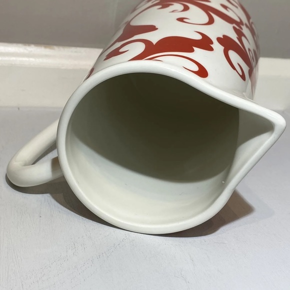 Ciroa Fiori Red & White Pitcher HTF Scrolls / Paisley Print Fine Bone China, NWT - Picture 10 of 13